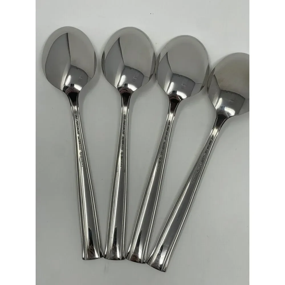 Oneida All American Stainless Forever Place Dinner Soup Spoon 6 7/8” Set Of 4